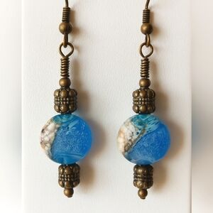 Lampwork Ocean Themed Sea Spree Drop Earrings